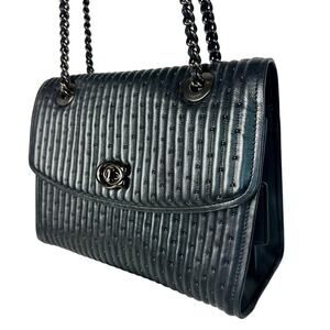 Coach Parker Quilting Rivets Studded Bag Leather Chain Strap Convertible Black